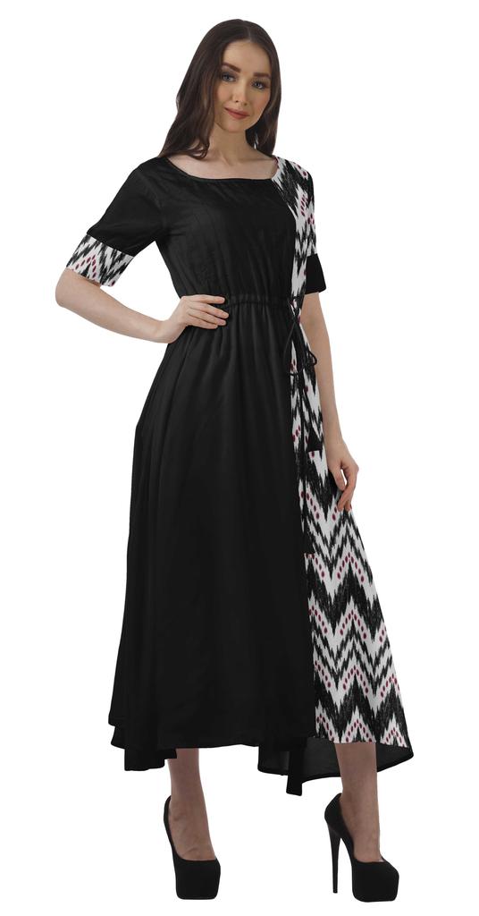 Moomaya Sukienka z krótkim rękawem, wizytowa, wiskozowa santoon, z dekoltem scoop dla