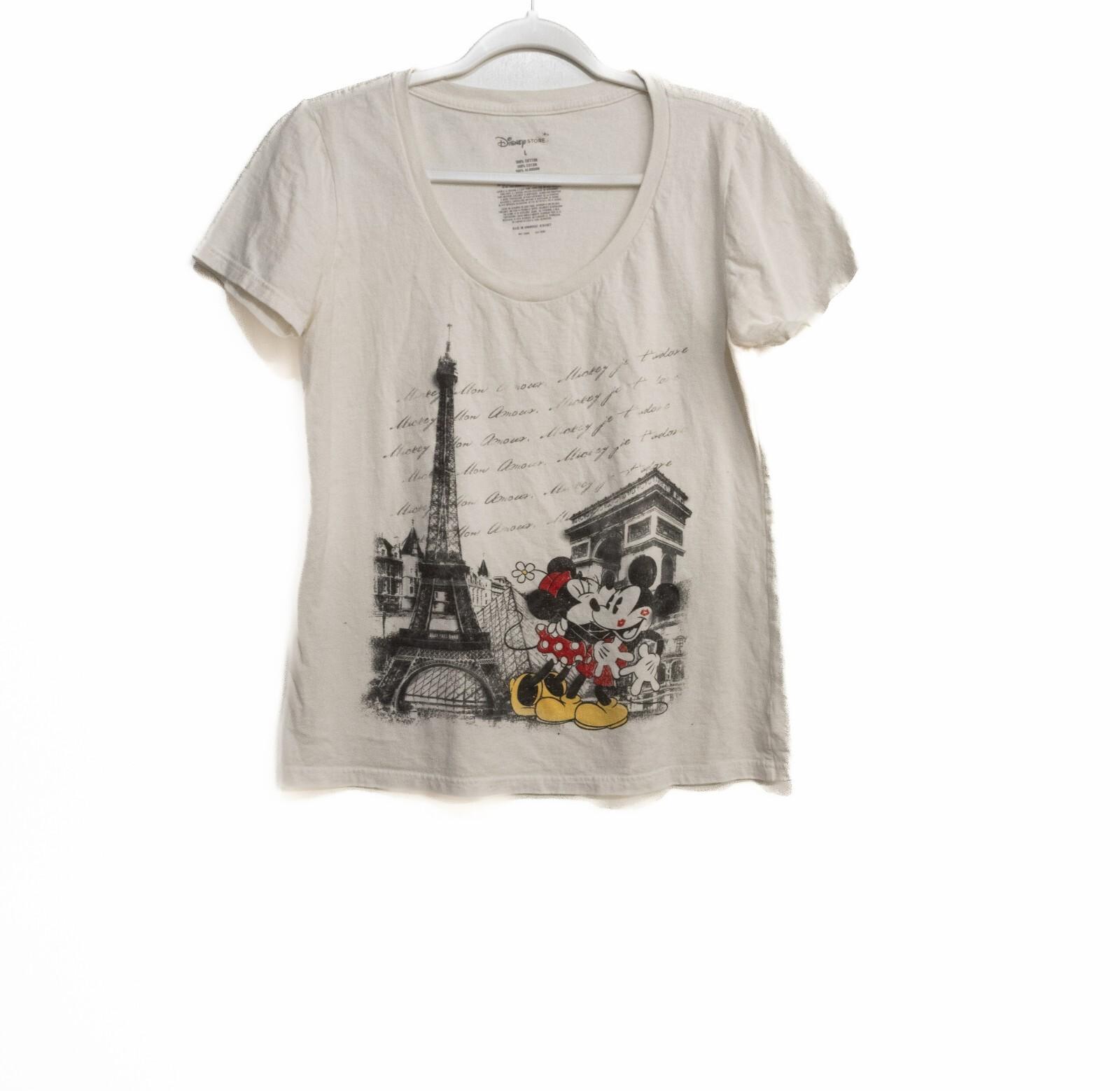 Disney Store Womens White Cotton Graphic Tee Minnie Mickey Mouse Short Sleeve L XXXL