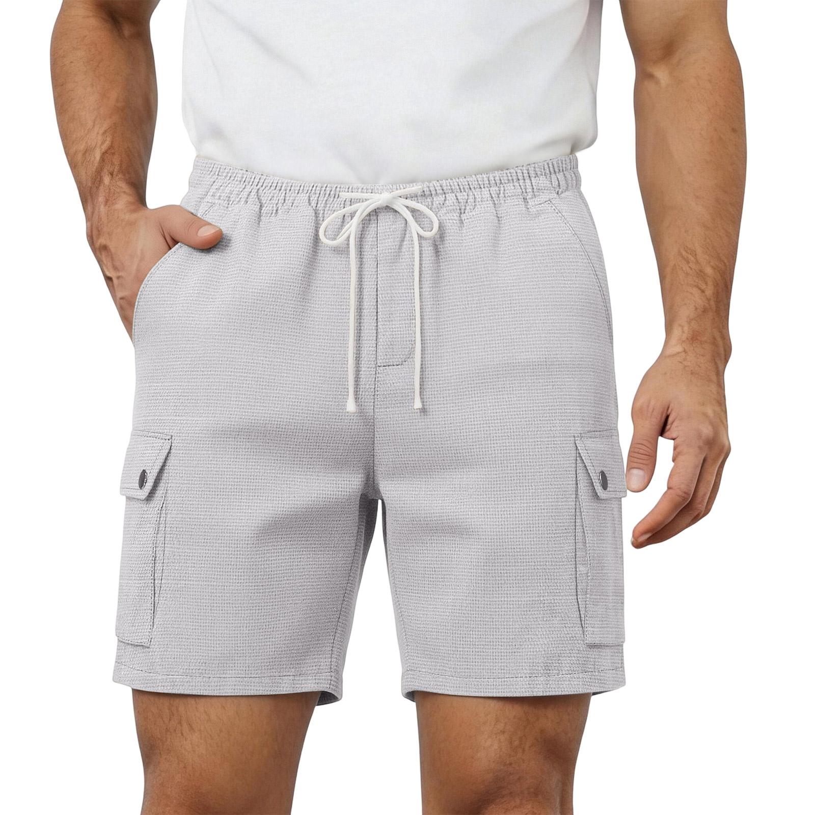 

Men s Multi Pocket Cargo Shorts Lightweight Breathable Summer Beach Casual Shorts with Elastic Waistband and Drawstring for Outdoor Activities S