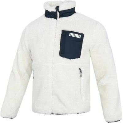 Puma Einfarbige Jacke mit gedrucktem Buchstabenlogo, Reißverschluss, Stehkragen, Unisex-Jacken, Weiß 535053-93