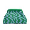 Vintage Knitted Coin Purse Geometric Striped Large Capacity Evening Bag Polyester Wavy Pattern Hand-holding Dumpling Bag Beach