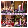 13" Purple Ribbon Christmas Advent Wreath 4 Advent Candles Holder Christmas Centerpiece with Bow Artificial Pine Cones for Winter Holiday Church Decor