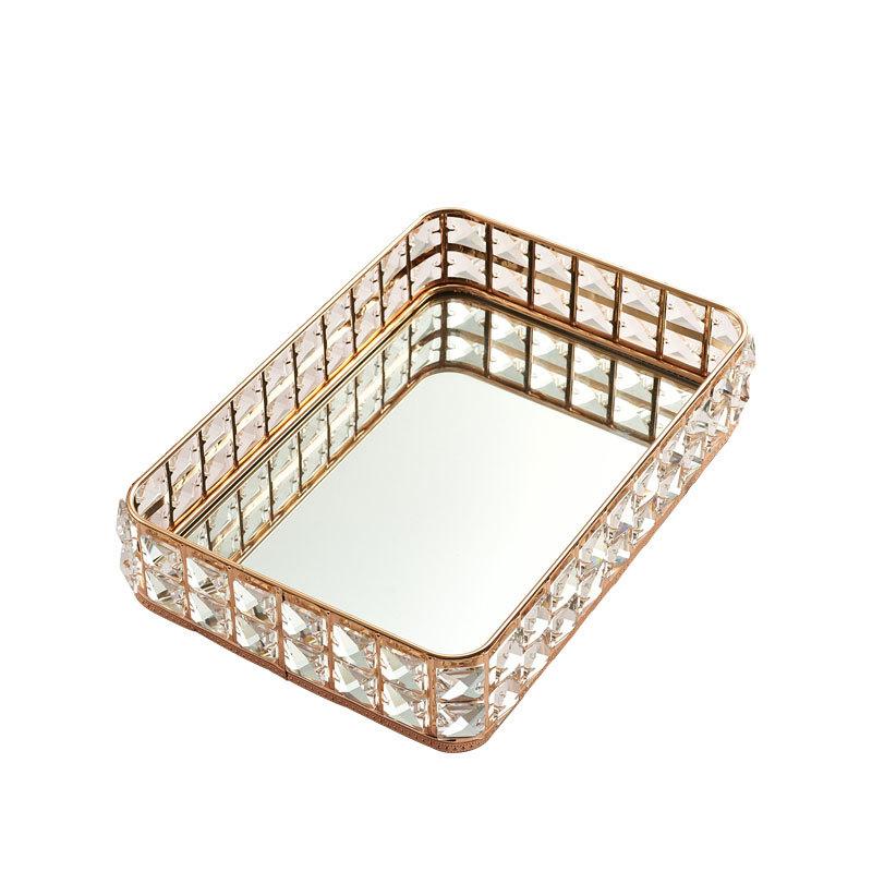 

Винтажный хрустальный стеклянный зеркальный поднос, настольный десертный фруктовый дисплей для ювелирных изделий, тарелка для хранения золотой