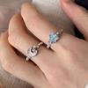 PONYKISS  Sterling Silver Star Moon Pearl Zircon Rings for Women Romantic Fine  Minimalist Opening Accessories