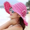 1 Pcs New Summer Sun Hats for Women Big Wave Brim Flower Sunshade Outdoor Beach Sunscreen Straw Hat Female Versatile Cap