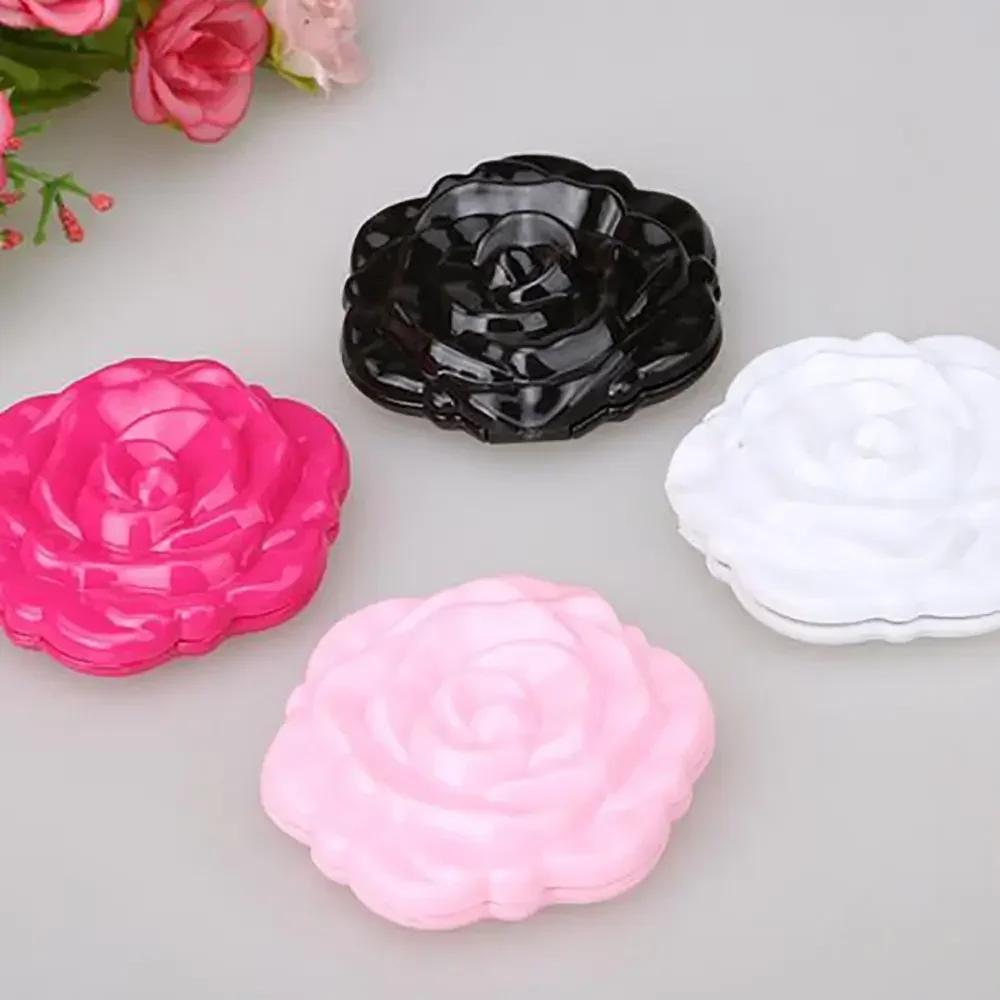 Pocket Rose Flower Makeup Mirror Vintage Folding Round Girls Small Hand Compact Light Mirrors Women Makeup Cute Comestics Tool