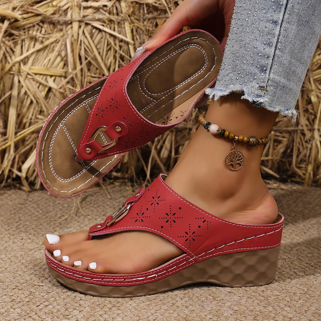 Fashion Woman Slippers Lightweight Orthopedic Slippers Summer Wedge Sandals Leather Non-Slip Soft Platform Shoes Flip Flops Slides Women