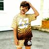 Modische Herrenkleidung Gradient Leopard 67 Bedrucktes Herren-T-Shirt und Shorts 2-teiliges Set Sommer Freizeit Outfit für Herren und Damen Oberteil