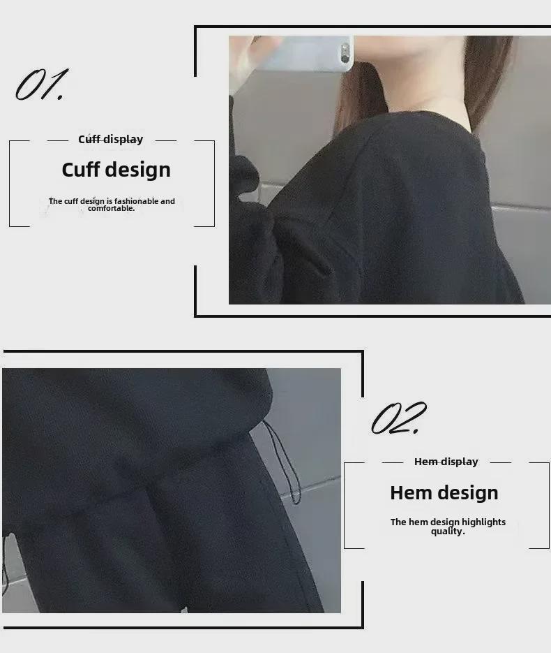 Women's Spring & Autumn 2023 Casual Two-Piece Suit: Fashionable Loose Sweatshirt and Trousers Set
