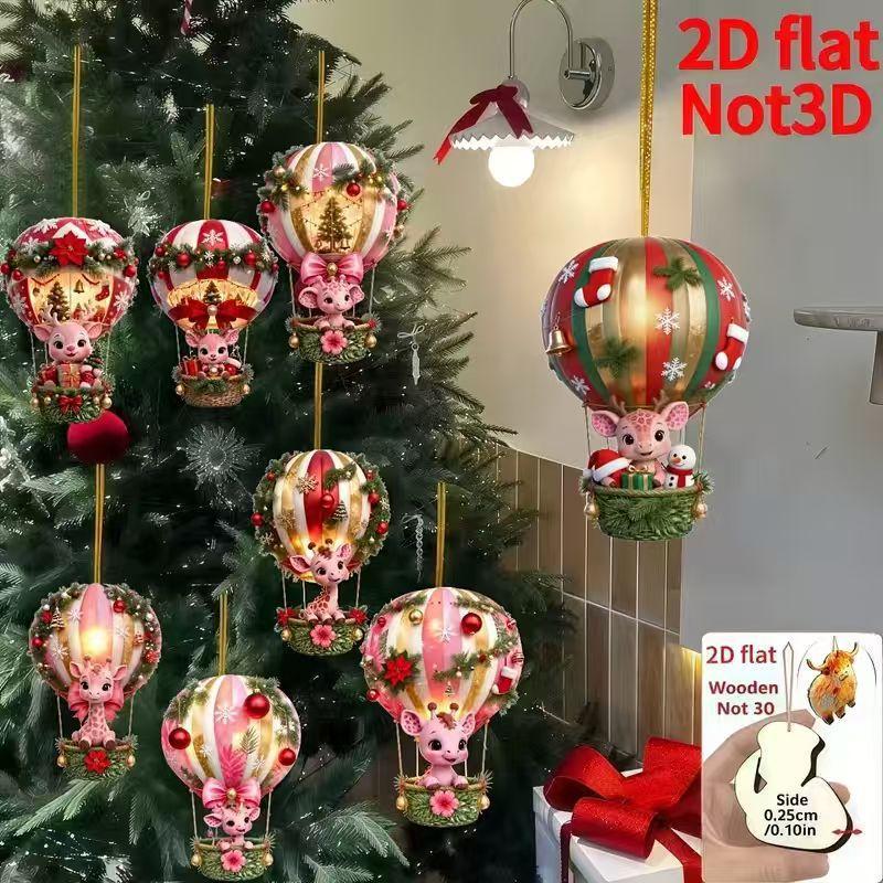 8Pcs 2D Cute Christmas Snowman Pendants Wood Cartoon Xmas Tree Hanging Ornament Diy Home New Year Party Atmosphere Decor Supply