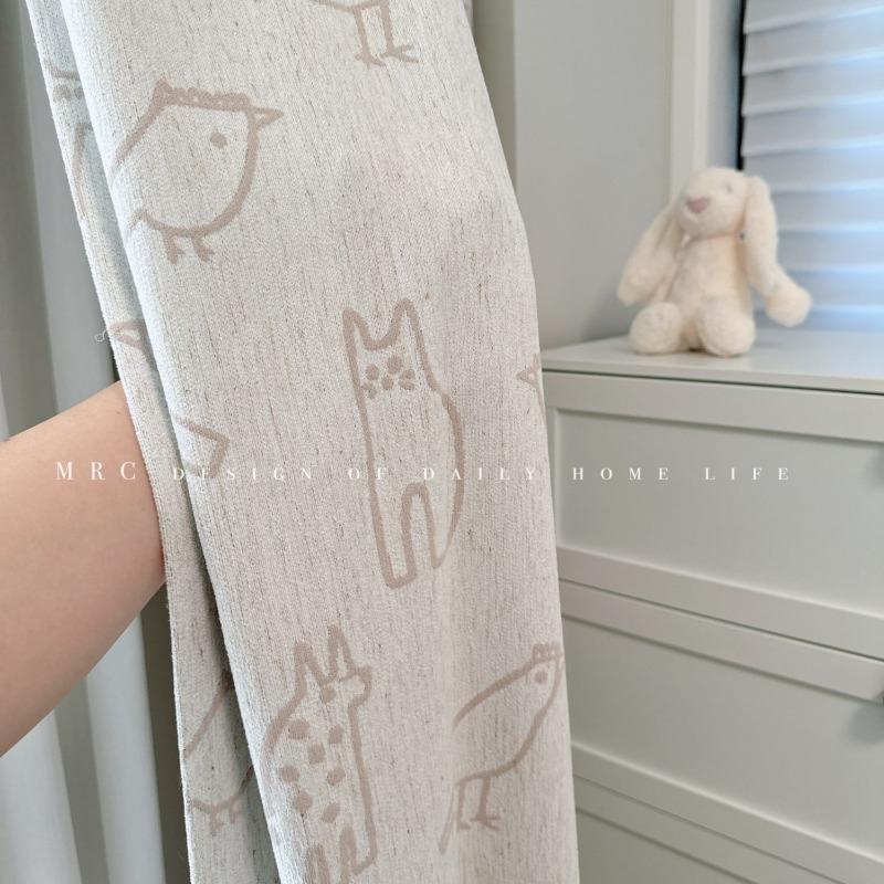Cotton and Linen Cartoon Curtains Animal World Super Soft Chenille Children's Room Curtains Bedroom Girls Boy Room Curtains