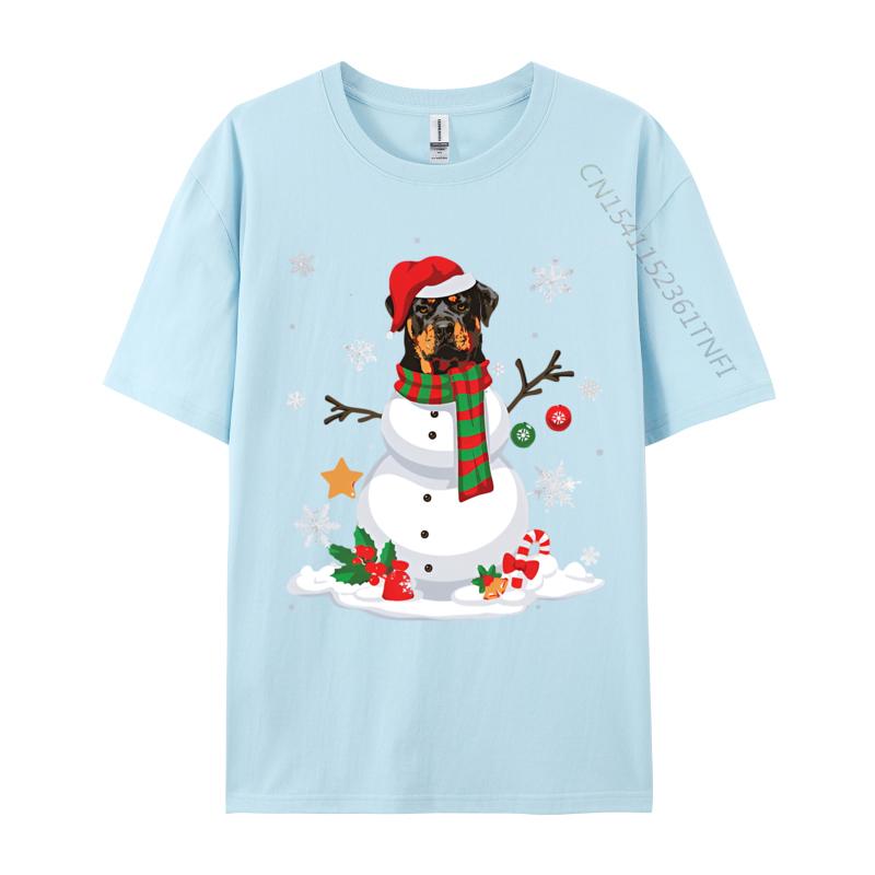 Funny Snowman Rottweiler Dog Santa Tshirt Black Cotton Tops  Tees Gift Cheap Custom T Shirt Brand Clothing