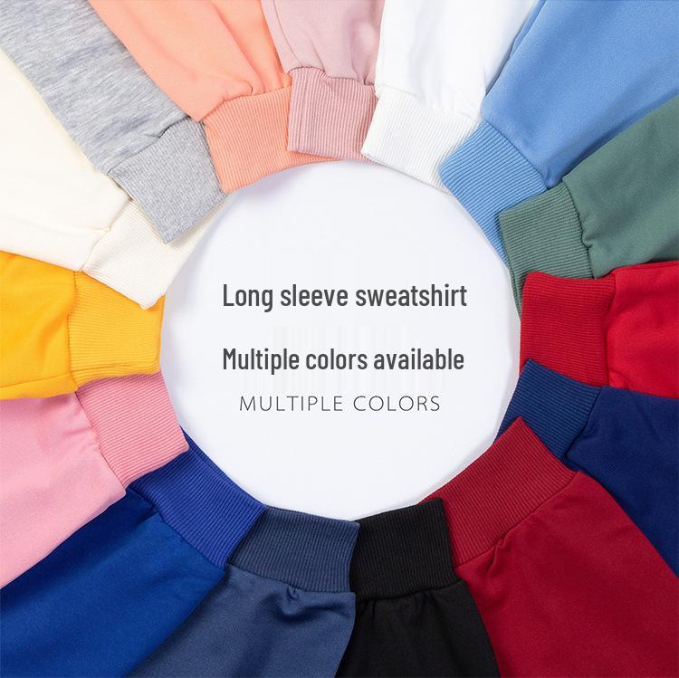 Unisex Solid Color Round Neck Sweatshirt – Loose, Casual, Long Sleeve Top