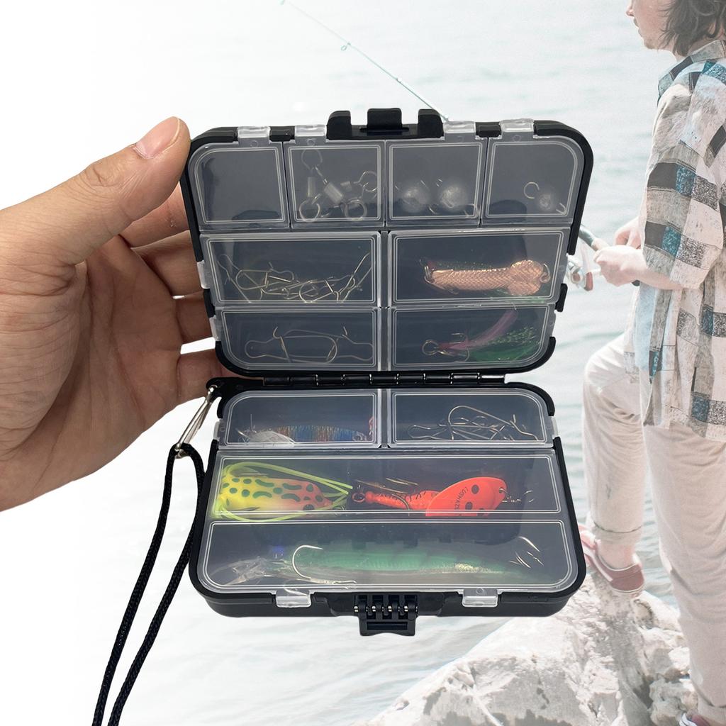 2Pcs Fishing Lures Hooks Storage Container Double Side Fishing Accessory Case Fishing Tackle Storage Box with Divider