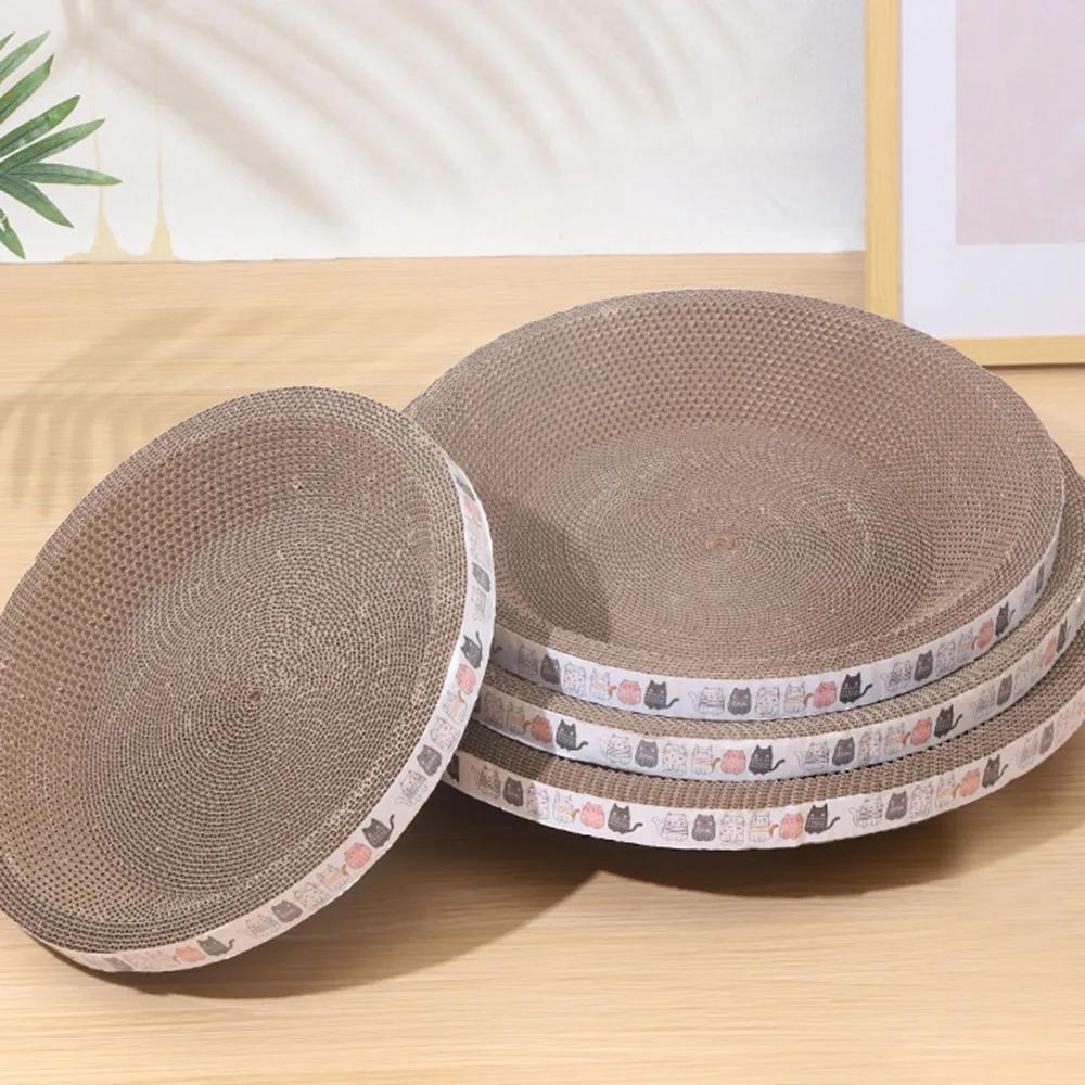 L Size Cat Toys Pet Bed Scratching Board Corrugated Cardboard Bowl Pad Cats Scratcher Toy Oval Grinding Claw Toy Cat Accessories