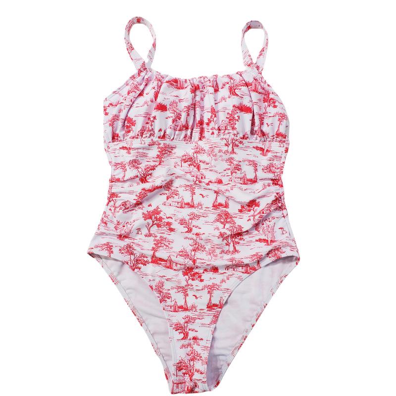 Women's High-Waisted Printed One-Piece Swimsuit - New European and American Style