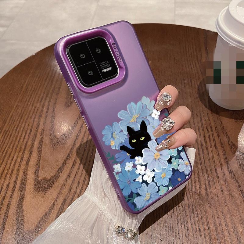 Custodia Gatto Fiore Per iPhone 16 Samsung A55 A35 A34 S24 FE Xiaomi Redmi Note 13 Pro 14C Huawei Honor 200 Bumper Telefono Antiurto Copertura Completa Antigraffio