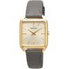 Seiko SWR090P1 Quartz Women's Square Design Watch Gold Gray Leather Band