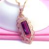 Exquisite Russian 585 Purple Gold Plated Rose Gold Square Redstone Pendant Necklace Fashionable And Exquisite Colored Gold Necklace