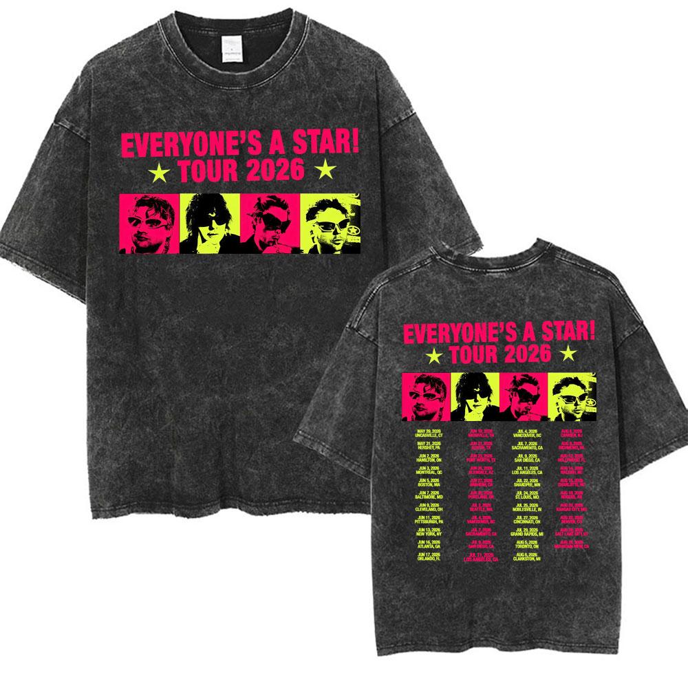 Seconds of Summer Everyones A Star World Tour Vintage Washed T Shirts Men Women Harajuku Hip Hop Oversized Tshirt Streetwear