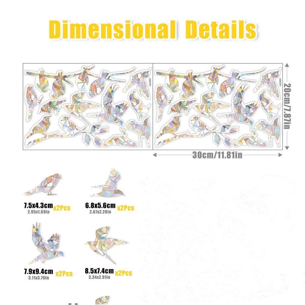 2PC Laser Glass Paper Sunshine Catcher Colorful Window Stickers Rainbow Prism Anti Collision Christmas Snowflake Glass Sticker