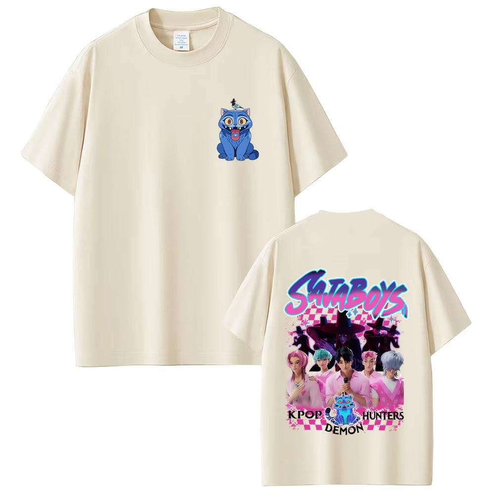 Movie KPop Demon Hunters Saja Boys Derpy Tiger T Shirts Men Women Fashion Oversized Streetwear Male Casual Soft Cotton T-shirts