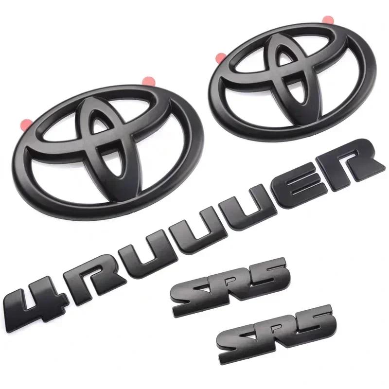 5Pcs ABS OVERLAY car logo Emblem for Toyota 4runner TRD off-road vehicle front grille luggage wing sticker modified accessories matte black