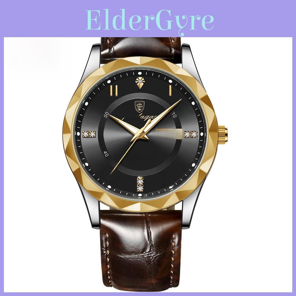 Swiss Mens Quartz Watch With Leather Strap And Luminous Dial For Casual Wear