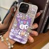 Case for iphone 11 16 Plus XS Max 17 Pro 15 Air 13 18 Pro Max XR 12 14 Kuromi Drinking Milk Tea Sparkle Crackle Foil Acrylic TPU Phone Case