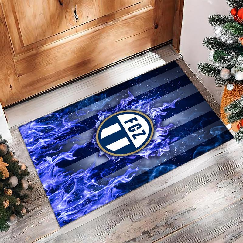 Tappeto Morbido Area Rug con Motivo Calcio FC Zürich Antiscivolo Tappeto per Pavimento Interno Tappetino Decorazione Sportiva per Camera da Letto