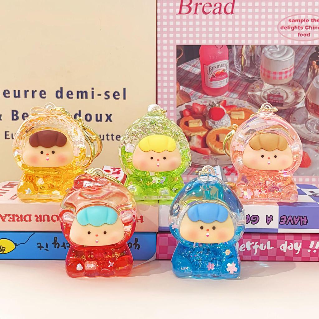 Douyin Blinking Fruit Charms Acrylic Keychain - Cute Oil-Filled Pendant Gift Ornament