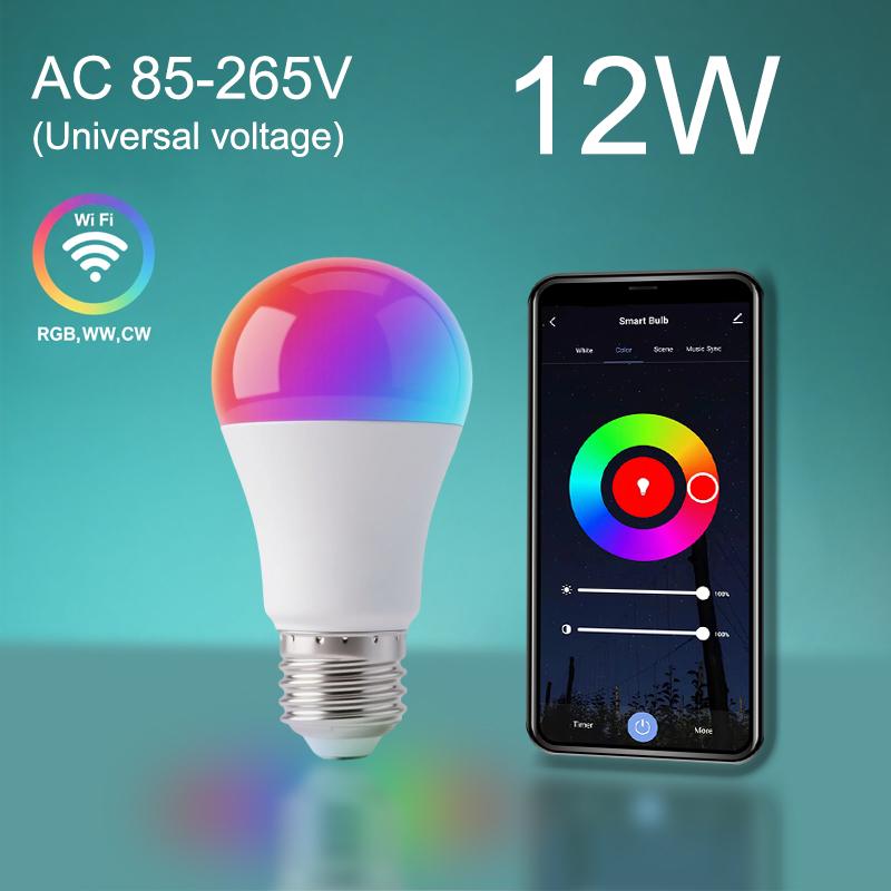 Tuya Smart WiFi LED Light Bulbs 85-265V 9W 12W Alexa LED Lamp RGB Smart Life APP Google Assisatnt Voice Control