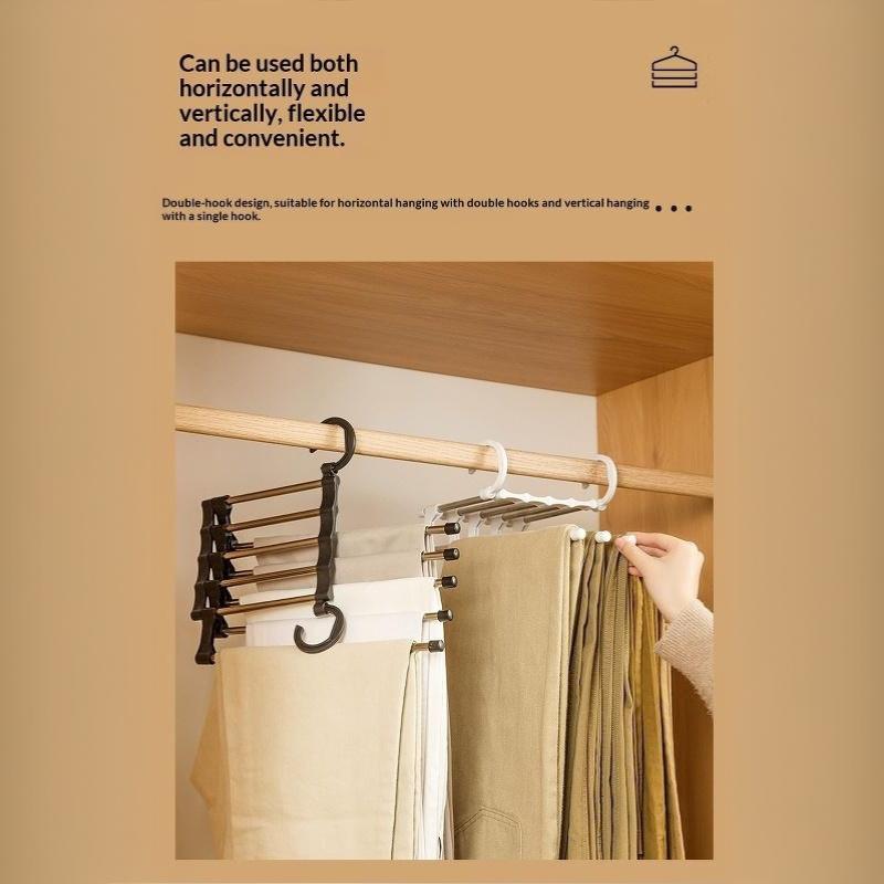 Adjustable Multiple Fold Pants Hangers Pants Rack Hangers For Pants Clothes Organizer Hangers Save Wardrobe Space Bedroom Closet