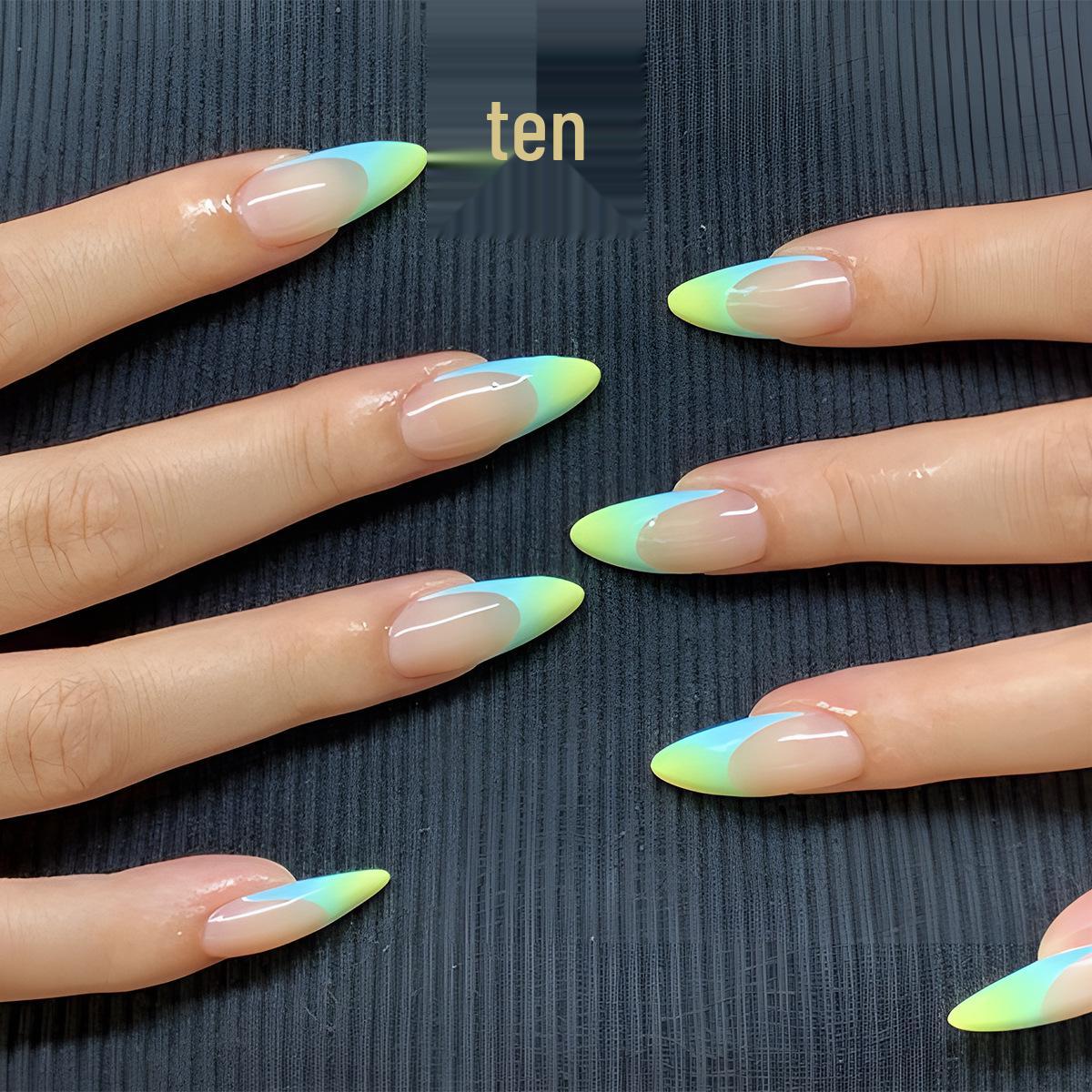 

French Gradient Almond Press-On Nails - Removable Fake Nails