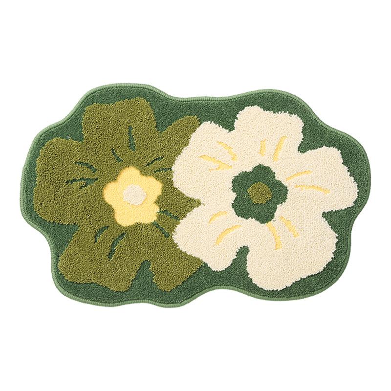 New Small Fresh Bathroom Flocking Moisture-wicking Carpet Floor Mat Toilet Home Slip-resistant Mat Bedroom Door Mat