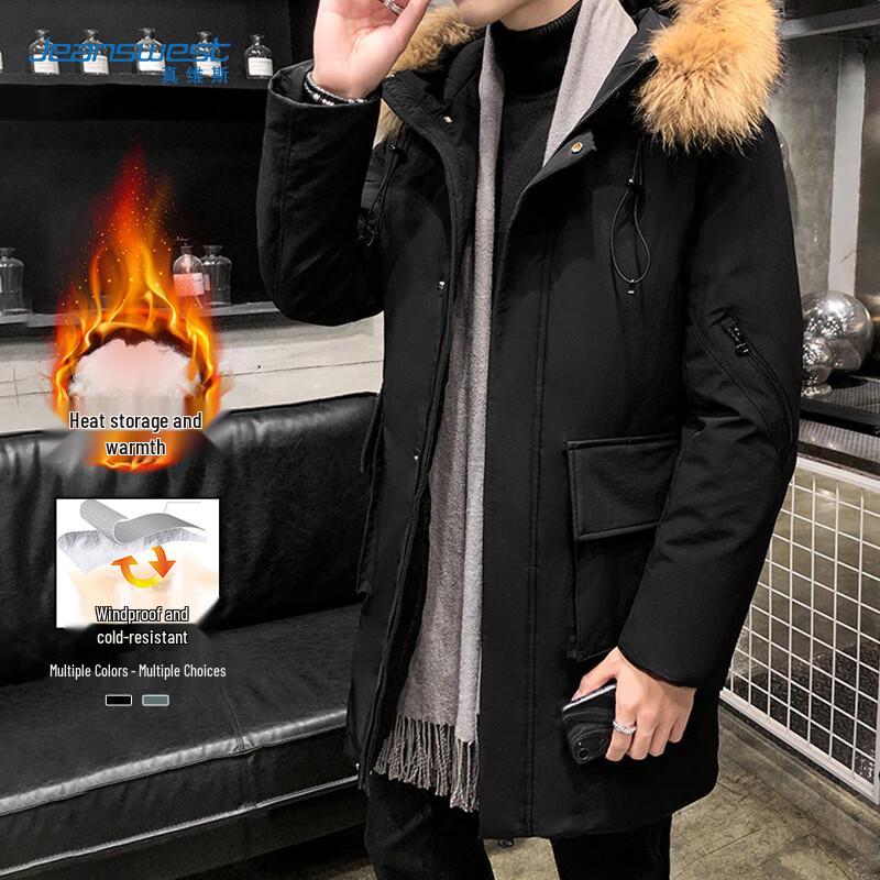 

JEANSWEST Мужская зимняя хлопковая куртка средней длины с меховым воротником 4XL