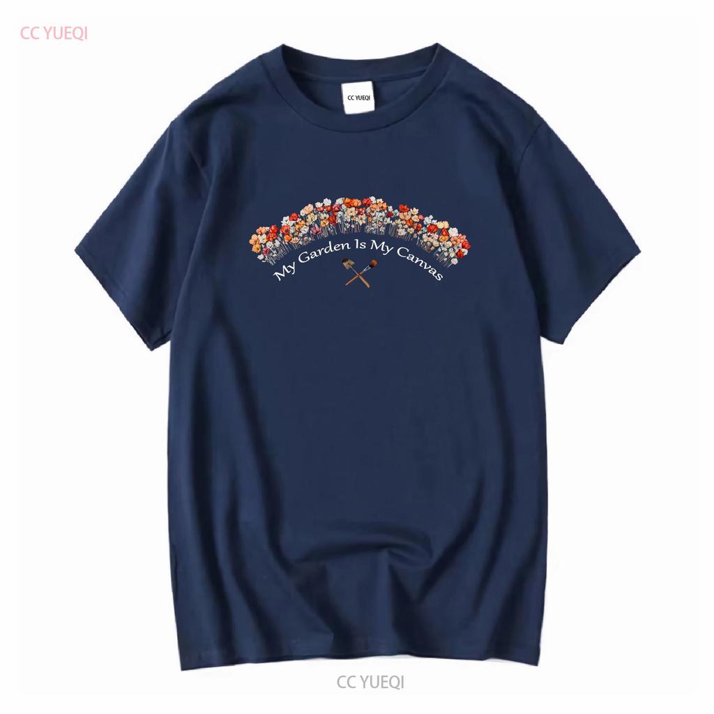Mein Garten ist Leinwand Gärtner T-Shirt Gartenarbeit Pflanzenliebhaber Für Frauen Idee Botanisch Lang- oder Kurzarm Vintage Gewaschen