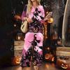 Women's Casual Button Down 3/4 Sleeve Top and Wide Leg Pants Two Piece Set
