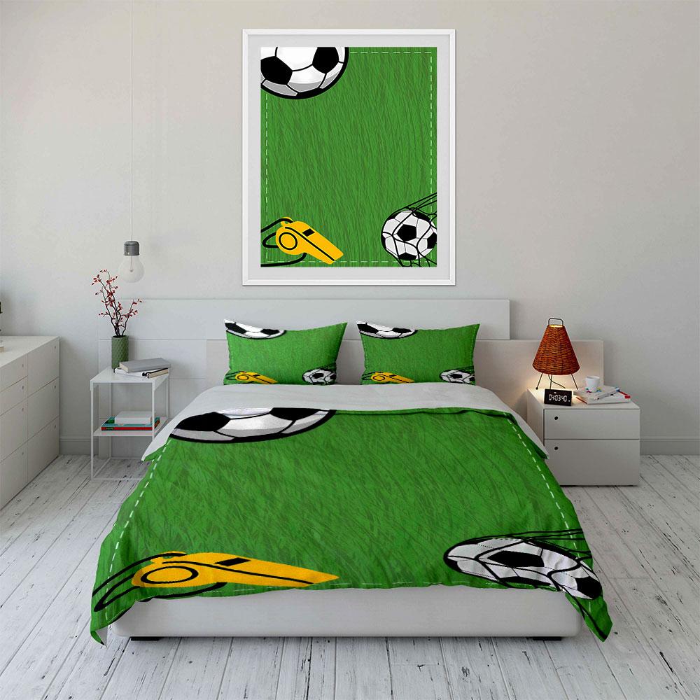 Soccer balls and field. Bedding sets Duvet cover sets Duvet covers Pillowcases(1*Duvet Cover 2*Pillowcases without duvet insert)
