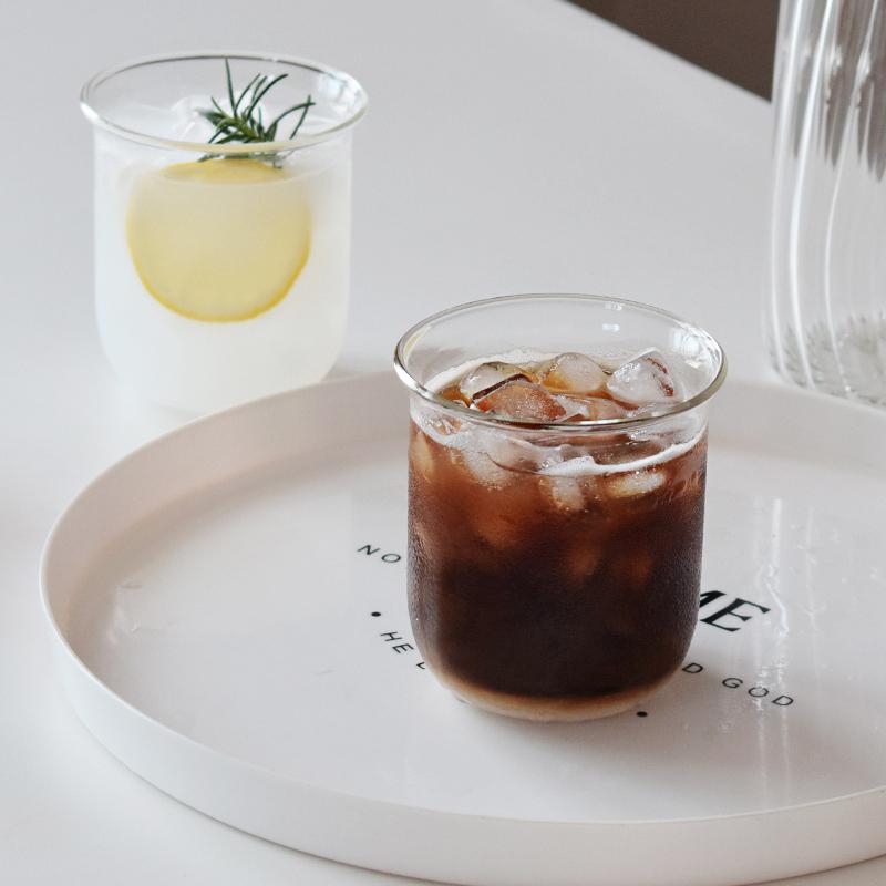 Ins Style Glass Cup 310ML 10.5OZ Heat-resistant Thickened Drinkware Transparent Tea Juice Milk Coffee Mug Home Water Glasses Mug