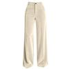 Women's Velvet Straight Leg Casual Pants with Button Closure