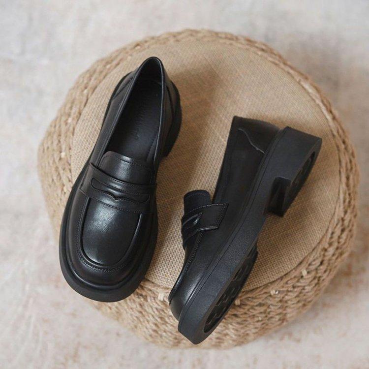 Loafers women's 2025 autumn new women's shoes thick-soled one-pedal jk single shoes to increase the height of British style early autumn small l