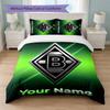 Juego de Ropa de Cama con Nombre Personalizado Borussia Mönchengladbach 1 Funda Nórdica + 2 Fundas de Almohada Logo de Fútbol Regalo Personalizado para Ocasión Especial Decoración de Dormitorio
