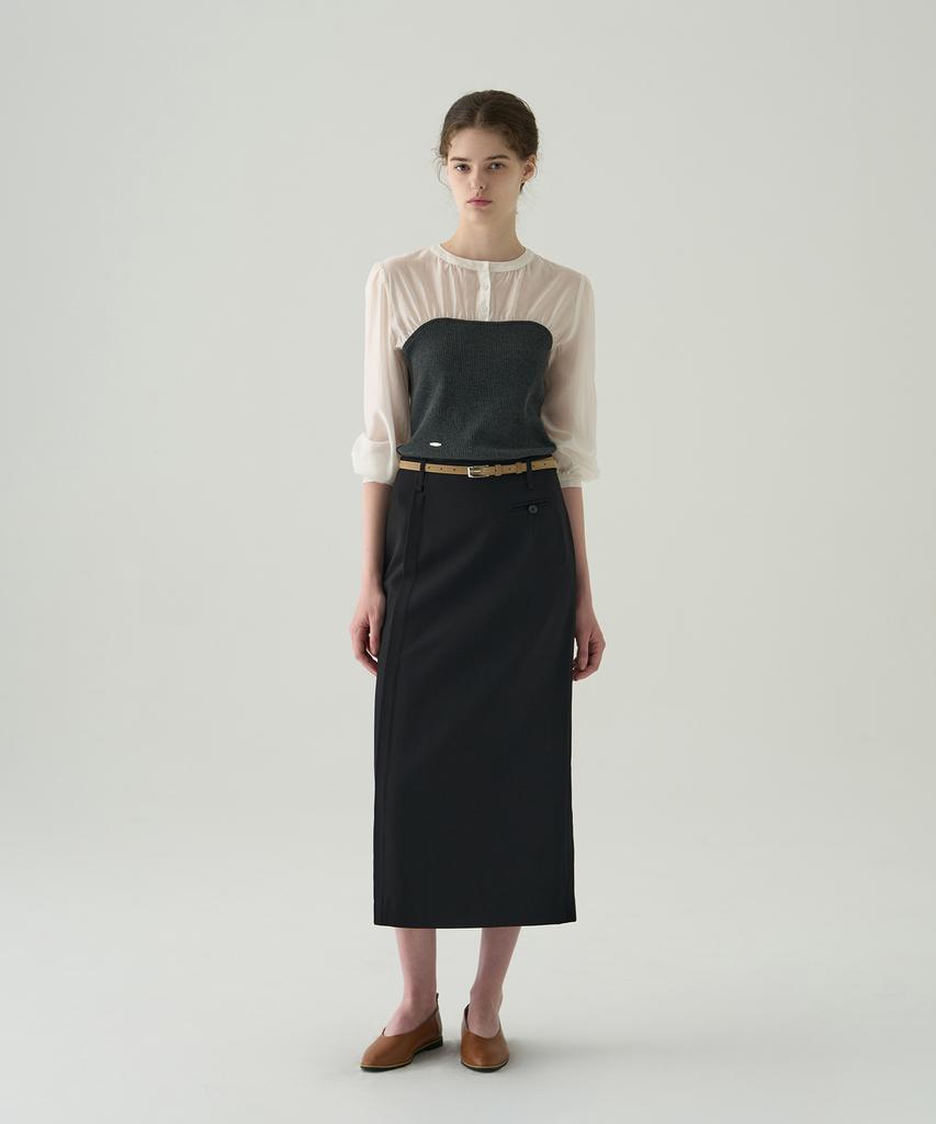 Deuloupisumeon Sheer Shirred Bustier Blouse [Brown]