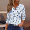 Women's T Shirt Tee Print Button 3/4 Sleeve Daily Weekend Fashion Basic V- Neck Regular Top