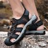 Fashion Outdoor Male Beach Shoes Anti-collision Toe Man Sandals 2025 New Roma Flats Vintage Style Men Summer Shoes Leather Men's Sandals