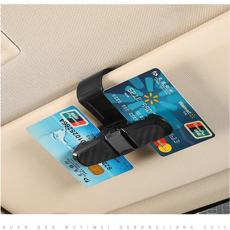 Pack of 2  Car Glasses Holders with Card Clip, Sunglasses Holder, 180° Rotating Glasses Clip with Cards, Double Ended Clip for All Vehicle Models