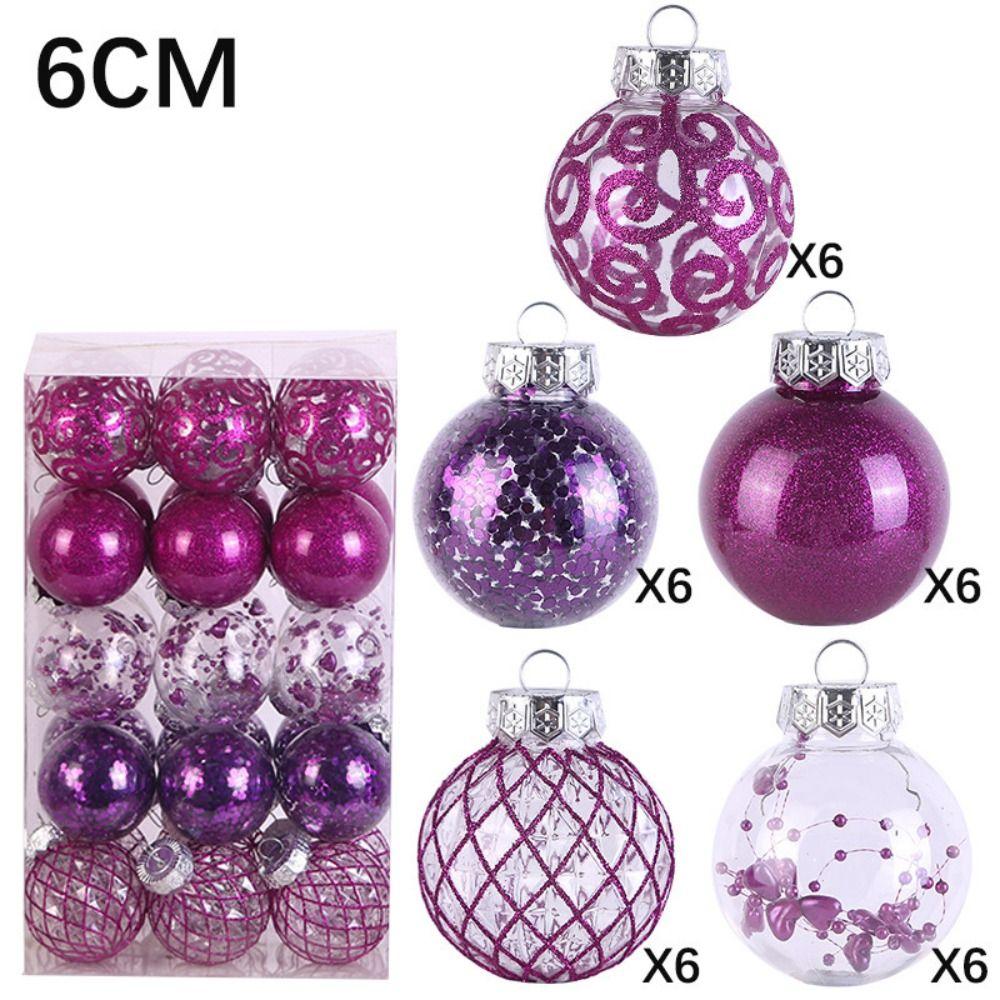 Plastic Christmas Tree Balls 6CM Xmas Baubles Fashion Christmas Ball Set  Home