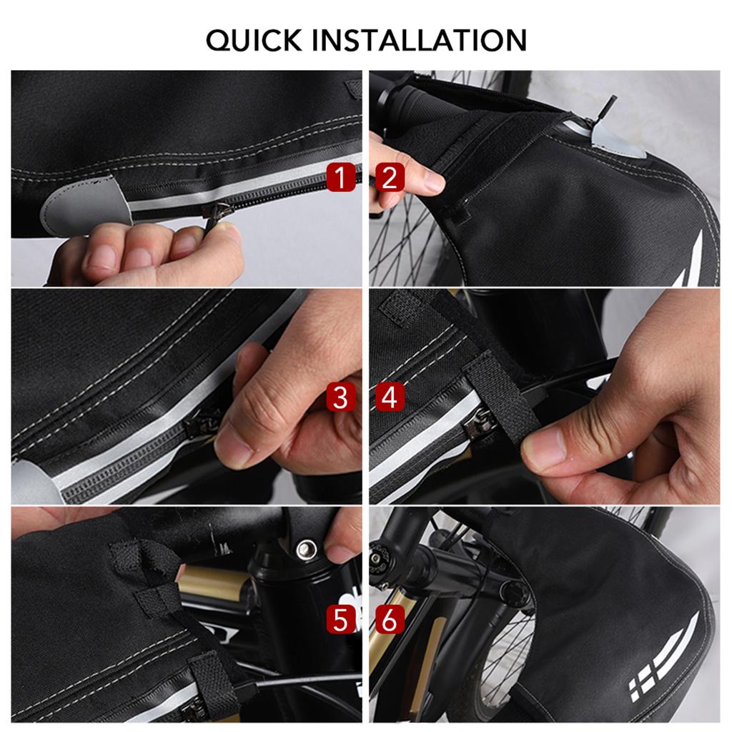 Handlebar Mittens, Thicken Insulated Pogies with Elastic Cuff and Reflective Strips 11x9.8 Inch Bike Bar Gloves for Riding