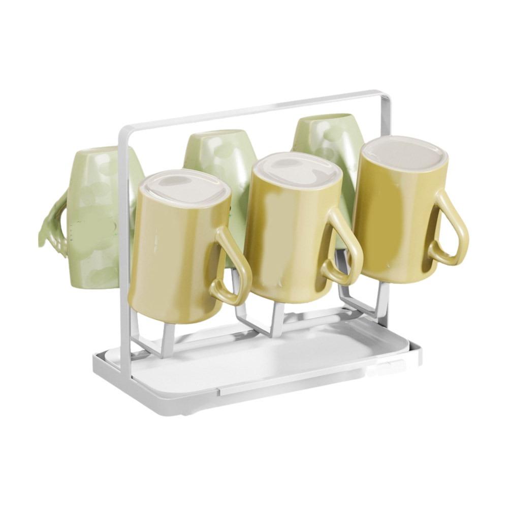 

Anti-slip Bottom Glass Cup Stand Space Saving Cup Drying Rack Bottle Drainer Stand Countertop белый
